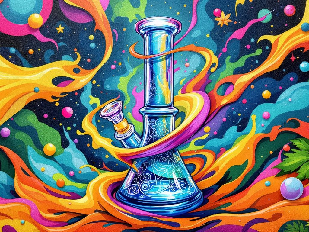 Vibrant glass bong amid a cosmic swirl of colors reflecting artistic creativity and energy   MunchMakers