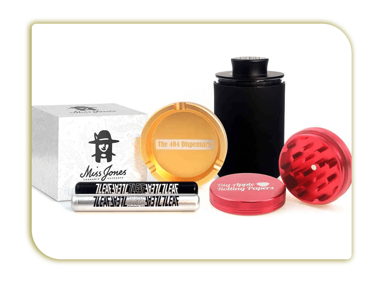 Curated cannabis accessories grinder rolling papers tray and container for an enhanced experience   MunchMakers