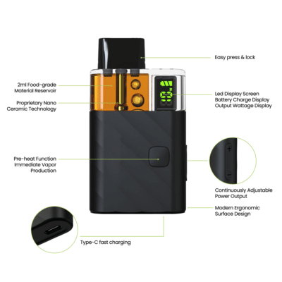 Stylish vaping device with LED display, fast charging, and customizable settings for enhanced experience.