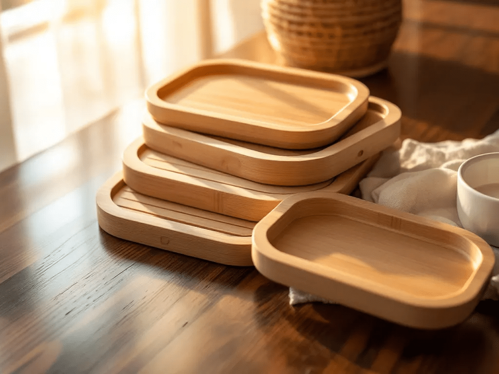 A variety of bamboo rolling trays displayed together   MunchMakers